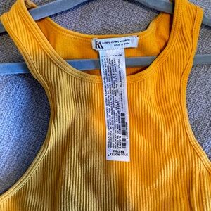 Zara yellow ribbed tank bodysuit size M-L
